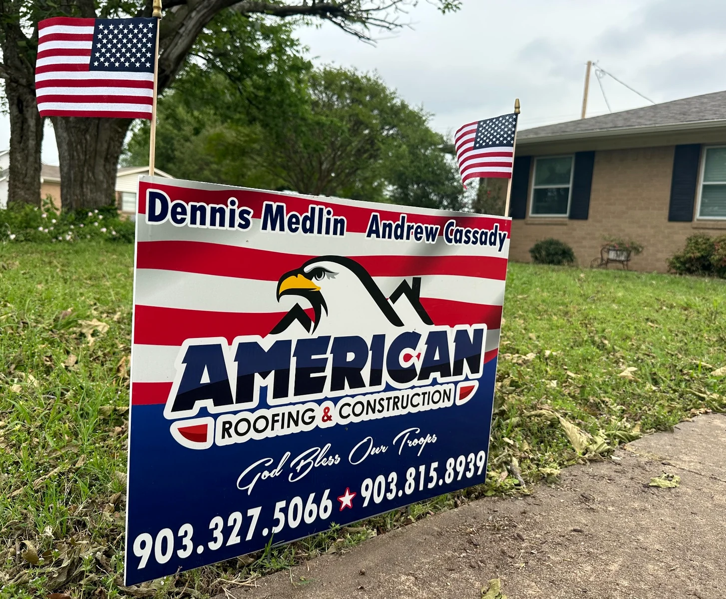 American Roofing & Construction yard sign