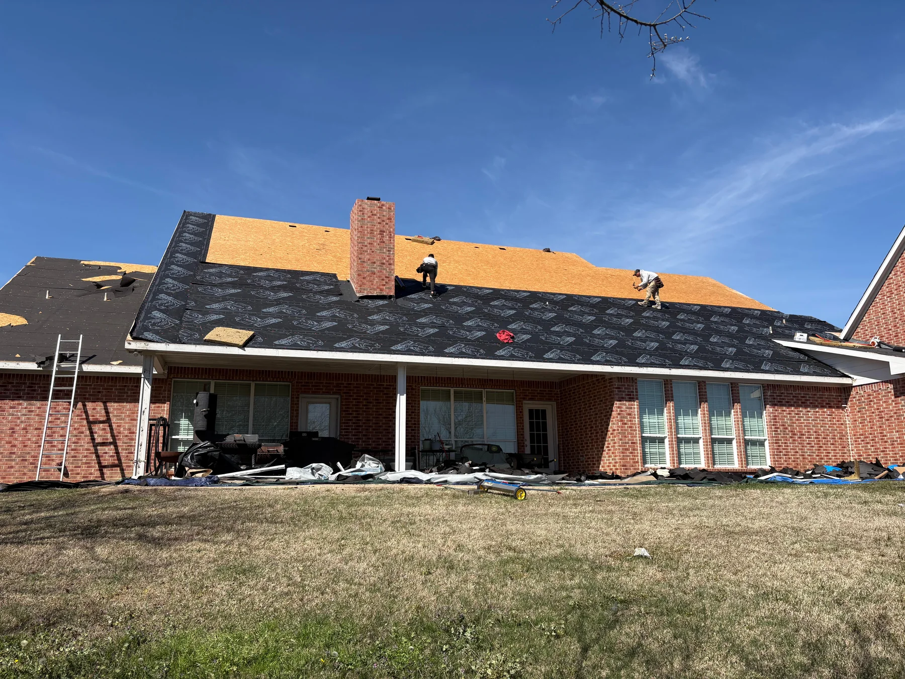 Synthetic and protective roofing underlayment installation in Denison Texas