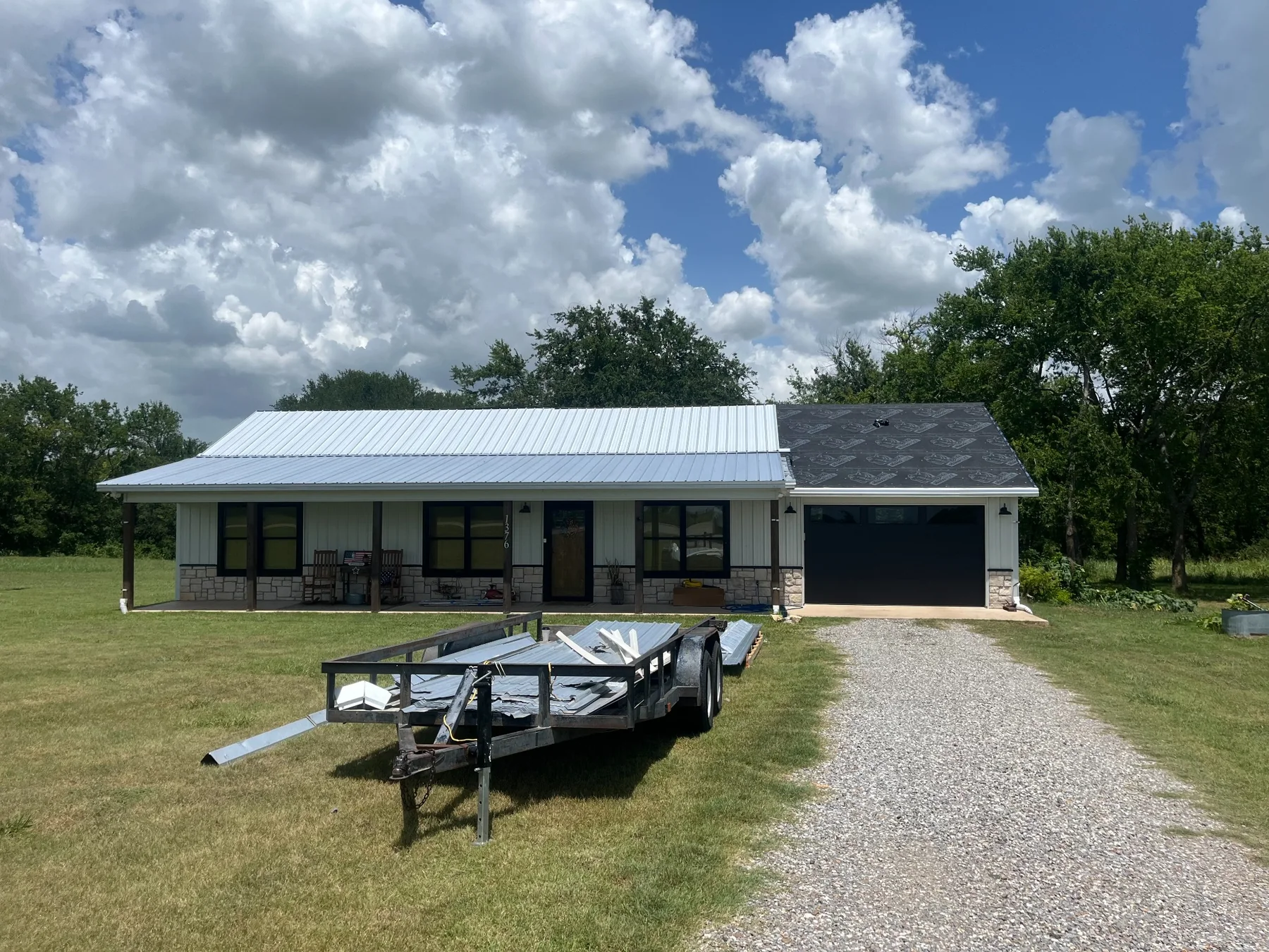 Galvalume metal roofing installation in progress in Tom Bean Texas